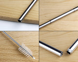 Stainless Steel Straw 2 Pieces Telescopic Straw with Case and Cleaning Brush