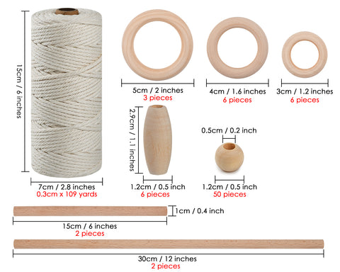 Macrame Kit 3 Millimeters x 109 Yards Macrame Cord for Plant Hangers