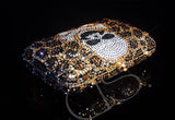 Leopard Crossbones Crystal Clutch Bag - 14cm
