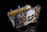 Leopard Crossbones Crystal Clutch Bag - 14cm