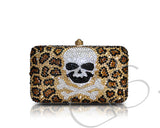 Leopard Crossbones Crystal Clutch Bag - 14cm