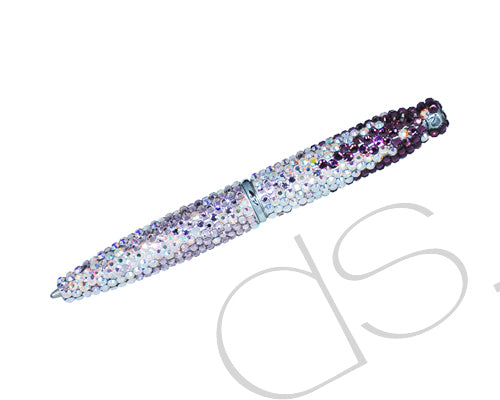 Graphite Swarovski Studded Mid-Size Ball Pen - Purple