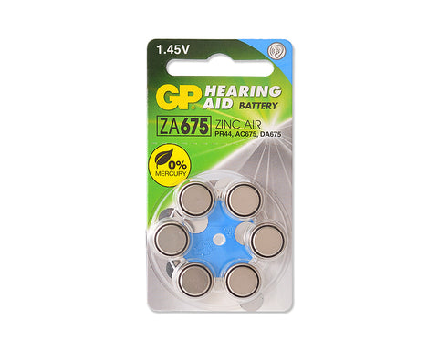 GP ZA675F Zinc Air Button Cell Hearing Aid Battery Size 675,6 Pcs/Pack