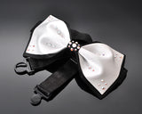 Swarovski Crystal Rhinestones Wedding Bow Tie for Men - White & Black