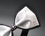 Swarovski Crystal Rhinestones Wedding Bow Tie for Men - White & Black