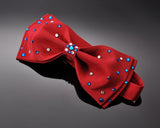 Swarovski Crystal Rhinestones Pre-Tied Wedding Bow Tie for Men - Red