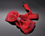 Swarovski Crystal Rhinestones Pre-Tied Wedding Bow Tie for Men - Red