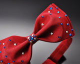 Swarovski Crystal Rhinestones Pre-Tied Wedding Bow Tie for Men - Red