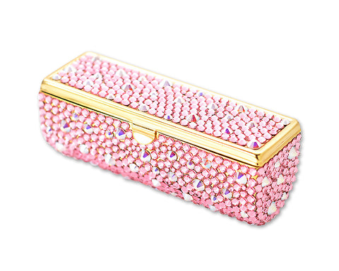 Scatter Bling Swarovski Crystal Lipstick Case With Mirror - Pink