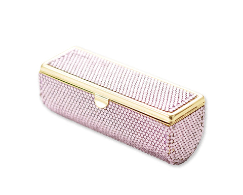 Classic Bling Swarovski Crystal Lipstick Case With Mirror – Pink