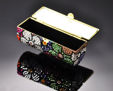 Sweet Bonquet Swarovski Crystal Lipstick Case With Mirror - Black