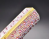 Scatter Bling Swarovski Crystal Lipstick Case With Mirror - White