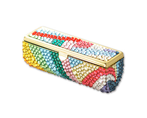 Rainbow Bling Swarovski Crystal Lipstick Case With Mirror