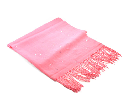 Worsted Wool Scarf with Swarovski Crystals – Pink