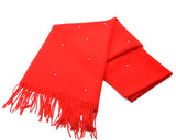 Worsted Wool Scarf with Swarovski Crystals – Bright Red