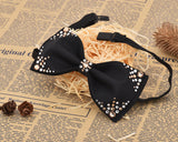 Swarovski Crystal Rhinestones Wedding Bow Tie for Men - Campia Black