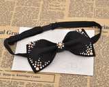 Swarovski Crystal Rhinestones Wedding Bow Tie for Men - Campia Black