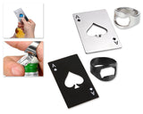 Poker Shaped Cap Opener and Bottle Opener Ring