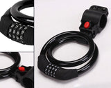 2 Feet Bicycle Resettable Combination Spiral Cable Lock - Black