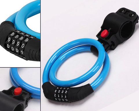 2 Feet Bicycle Resettable Combination Spiral Cable Lock - Blue