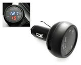 USB Car Charger with Thermometer and Voltmeter