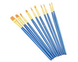 Paint Brush Set 10 Pieces Artist Paint Brush for Painting or Nail Art - Blue