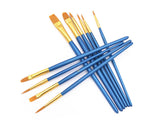 Paint Brush Set 10 Pieces Artist Paint Brush for Painting or Nail Art - Blue