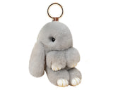 Cute Rex Rabbit Fur Keychain - Gray