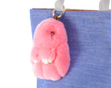 Cute Rex Rabbit Fur Keychain - Pink