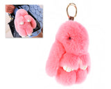 Cute Rex Rabbit Fur Keychain - Pink