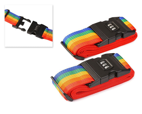 2 Pcs Security Rainbow Luggage Straps with Password Lock