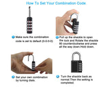 2 Pieces Resettable Combination Lock 4 Digit Gym Padlock - Black