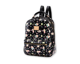 Cute Cartoon PU Leather Backpack with Built-In Handle- Black