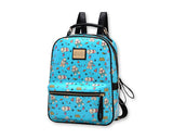 Cute Cartoon PU Leather Backpack with Built-In Handle - Blue