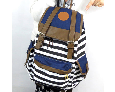 Sailor Stripes Drawstring Rucksack - Black