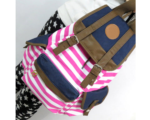 Sailor Stripes Drawstring Rucksack - Pink