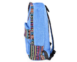 Canvas Bohemian Tribal Rucksack Backpack - Blue