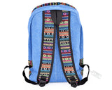 Canvas Bohemian Tribal Rucksack Backpack - Blue