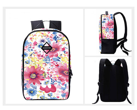 Flower Print Casual Travel Backpack - Pink