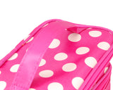 Double Layer Dots Pattern Makeup Bag with Mirror - Magenta