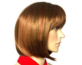 Heat Resistant Short Straight Hair Wig with Side Swept Bangs - Brown