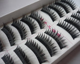 10 Pairs Reusable Long Black Thick False Eyelashes - Black