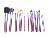 12 Pcs Professional Makeup Brush Set with Cup Holder - Purple