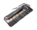 24 Pcs Wooden Makeup Brush Set - Black