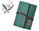 Leaf Pattern Leather Card Holder - Green