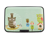 Owl Printed Business Card Case - Blue