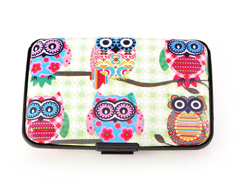 Owl Printed Business Card Case - Green