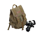 Retro Canvas DSLR Camera Backpack - Green