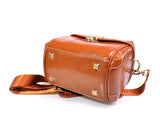 Classic DSLR Leather Shoulder Bag with Detatchable Strap - Light Brown