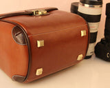 Classic DSLR Leather Shoulder Bag with Detatchable Strap - Brown